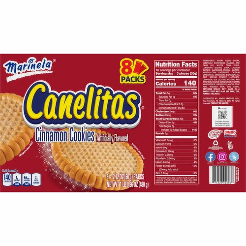 Marinela Cookies, Cinnamon, 8 Packs, 8 Each 3 Marinela Cookies, Cinnamon, 8 Packs, 8 Each