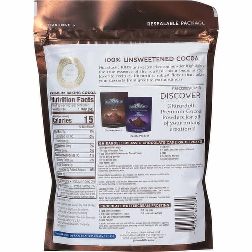Ghirardelli Cocoa Powder, Unsweetened, 100% Cocoa, 8 Ounce 3 Ghirardelli Cocoa Powder, Unsweetened, 100% Cocoa, 8 Ounce