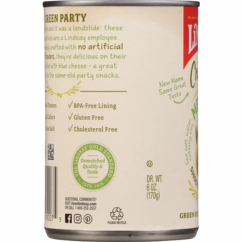 Lindsay Olives, Green Ripe Pitted, Medium, 6 Ounce 4 Lindsay Olives, Green Ripe Pitted, Medium, 6 Ounce - Image 2