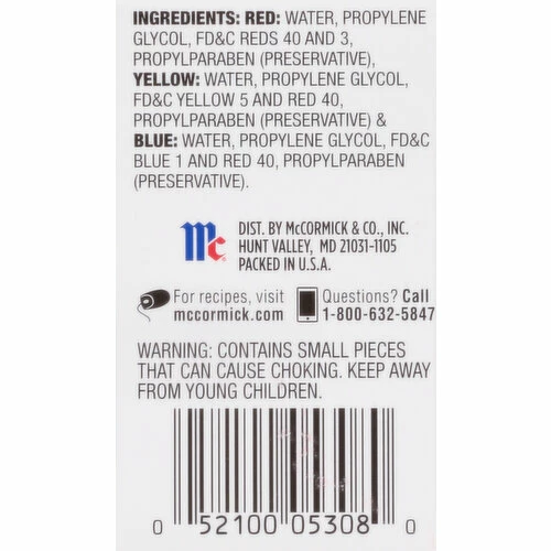 McCormick Assorted Food Colors & Egg Dye, 1.5 Fluid Ounce 5 McCormick Assorted Food Colors & Egg Dye, 1.5 Fluid Ounce - Image 3