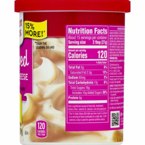 Duncan Hines Frosting, Cream Cheese, Whipped, 14 Ounce 5 Duncan Hines Frosting, Cream Cheese, Whipped, 14 Ounce - Image 3