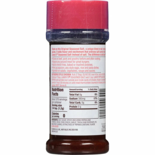 Lawry's Economy Size Seasoned Salt, 16 Ounce 3 Lawry's Economy Size Seasoned Salt, 16 Ounce