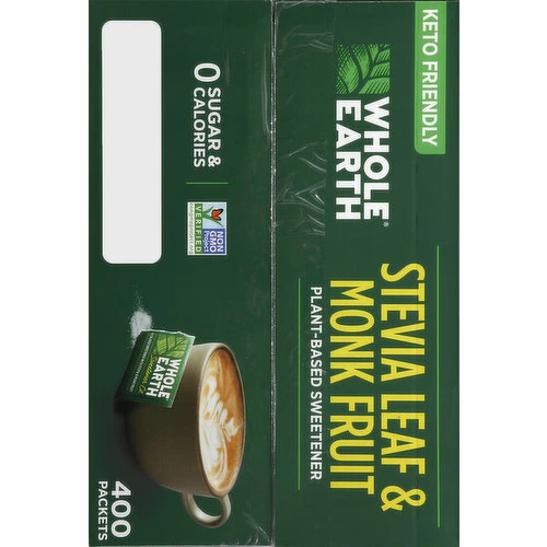 Whole Earth Sweetener, Plant-Based, Stevia Leaf & Monk Fruit, 400 Each 4 Whole Earth Sweetener, Plant-Based, Stevia Leaf & Monk Fruit, 400 Each - Image 2