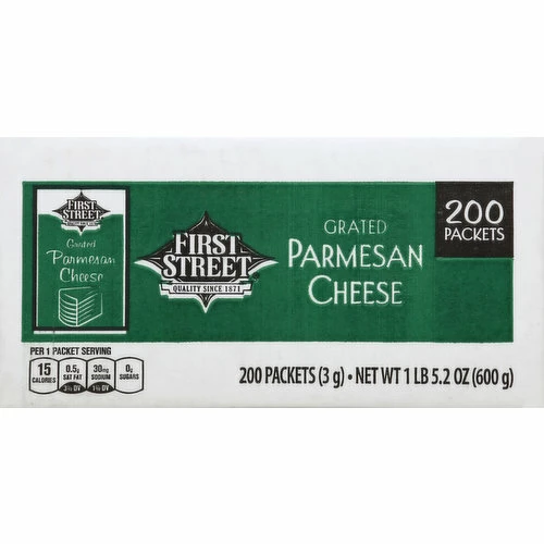 First Street Cheese, Parmesan, Grated, 200 Each 3 First Street Cheese, Parmesan, Grated, 200 Each
