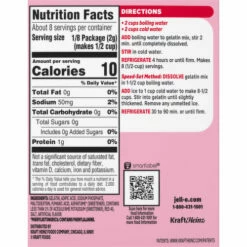 Jell-O Gelatin Dessert, Low Calorie, Zero Sugar, Strawberry, Family Size, 0.6 Ounce