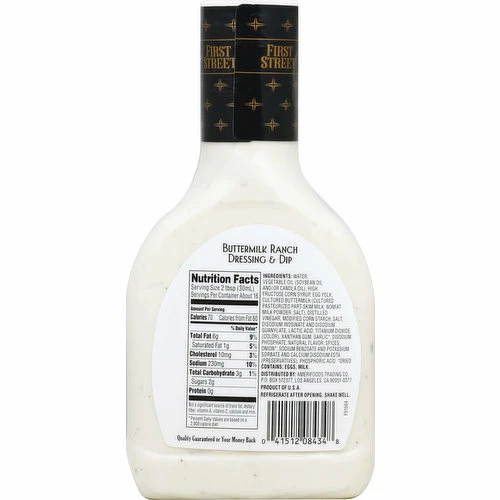 First Street Dressing & Dip, Buttermilk Ranch, 16 Ounce 3 First Street Dressing & Dip, Buttermilk Ranch, 16 Ounce