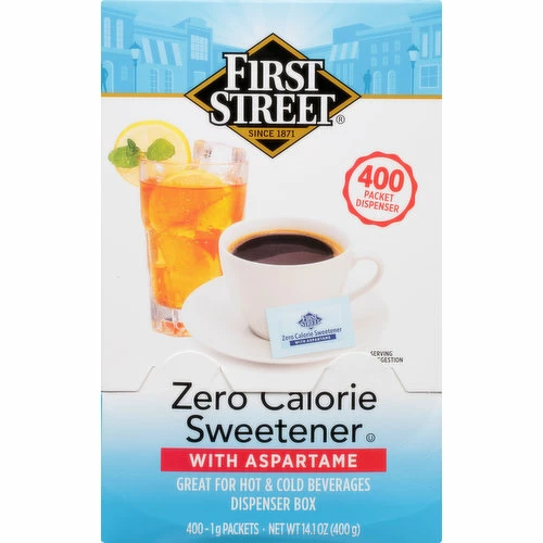 First Street Sweetener With Aspartame, Zero Calorie, 400 Each 3 First Street Sweetener With Aspartame, Zero Calorie, 400 Each