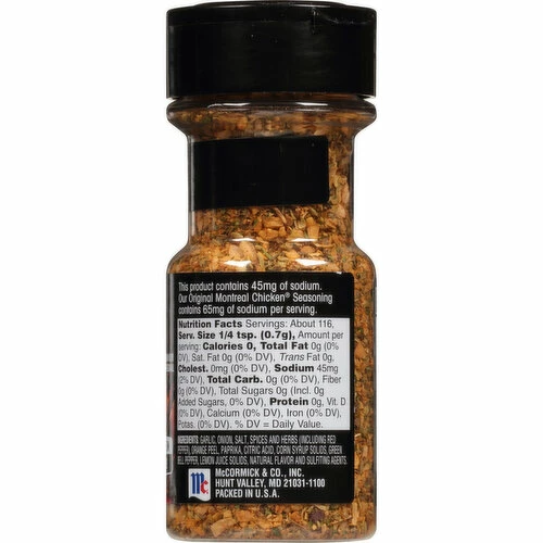 McCormick 25% Less Sodium Montreal Chicken Seasoning, 2.87 Ounce 5 McCormick 25% Less Sodium Montreal Chicken Seasoning, 2.87 Ounce - Image 3