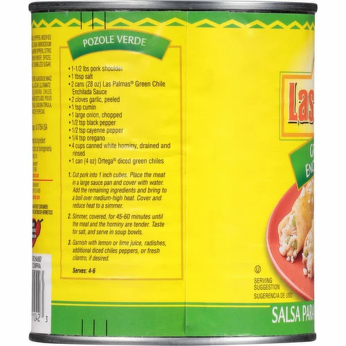 Las Palmas Enchilada Sauce, Green Chile, Mild, 28 Ounce 4 Las Palmas Enchilada Sauce, Green Chile, Mild, 28 Ounce - Image 2
