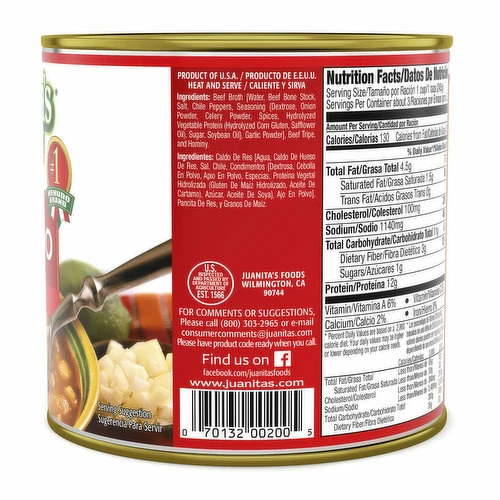 Juanita's Menudo, 25 Ounce 4 Juanita's Menudo, 25 Ounce - Image 2
