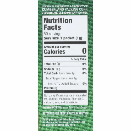 Stevia In The Raw Sweetener, Zero Calorie, 50 Each 5 Stevia In The Raw Sweetener, Zero Calorie, 50 Each - Image 3