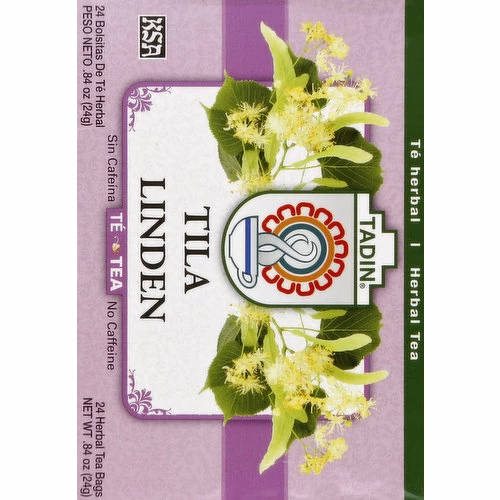 Tadin Herbal Tea, Linden, No Caffeine, Bags, 24 Each 3 Tadin Herbal Tea, Linden, No Caffeine, Bags, 24 Each