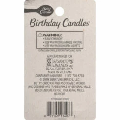 Betty Crocker Birthday Candles, Peppermint Stripe, 2.4 Inch, 24 Each