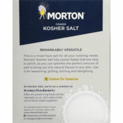 Morton Kosher Salt, Coarse, 48 Ounce