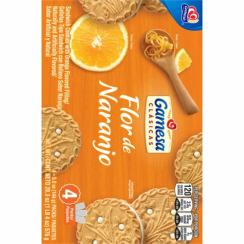 Gamesa Sandwich Cookies, Flor De Naranjo, 4 Packs, 4 Each 3 Gamesa Sandwich Cookies, Flor De Naranjo, 4 Packs, 4 Each