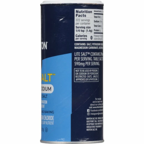 Morton Salt, Lite, 50% Less Sodium, 11 Ounce 5 Morton Salt, Lite, 50% Less Sodium, 11 Ounce - Image 3