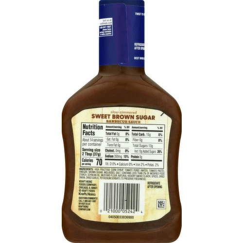 Kraft Barbecue Sauce, Sweet Brown Sugar, Slow-Simmered, 18 Ounce 3 Kraft Barbecue Sauce, Sweet Brown Sugar, Slow-Simmered, 18 Ounce