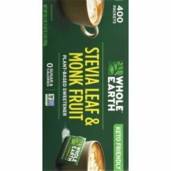 Whole Earth Sweetener, Plant-Based, Stevia Leaf & Monk Fruit, 400 Each