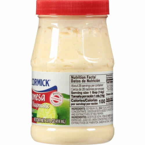 McCormick Mayonesa (Mayonnaise) With Lime Juice, 14 Fluid Ounce 5 McCormick Mayonesa (Mayonnaise) With Lime Juice, 14 Fluid Ounce - Image 3